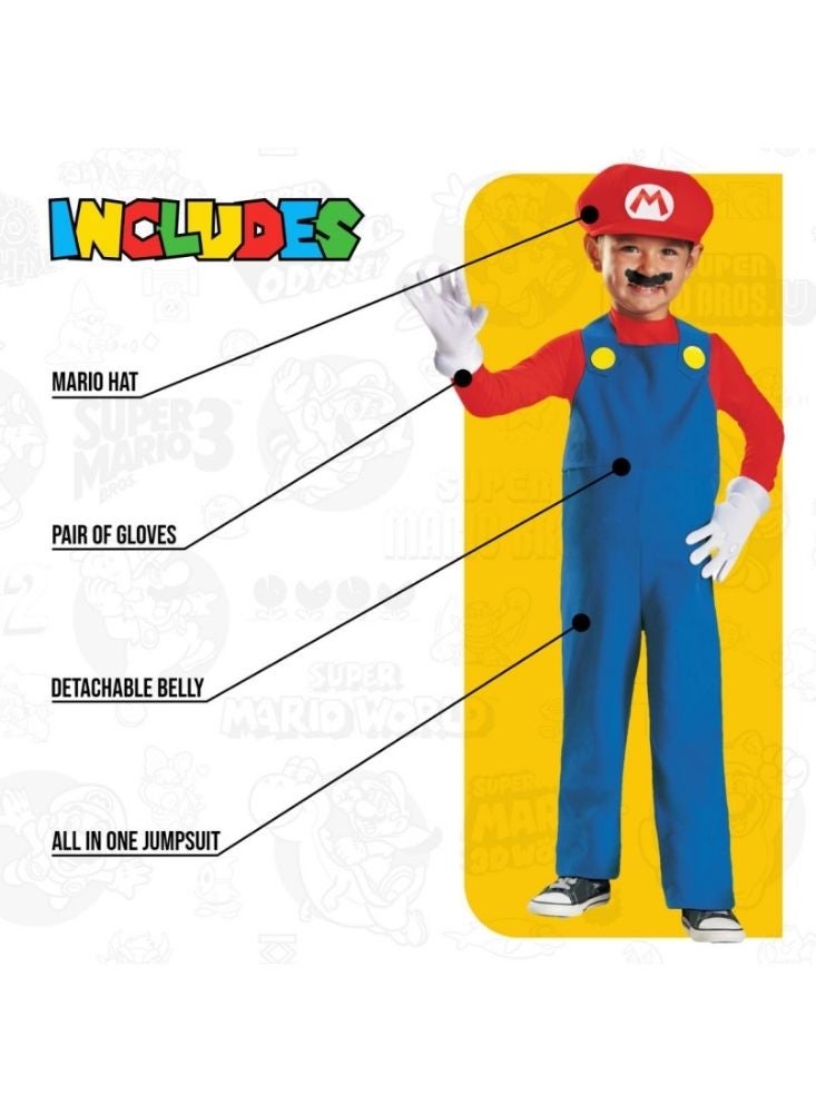 بريميم طقم أزياء سوبر ماريو للأطفال – زي تنكري لشخصية لعبة الفيديو الكلاسيكية - Image 2